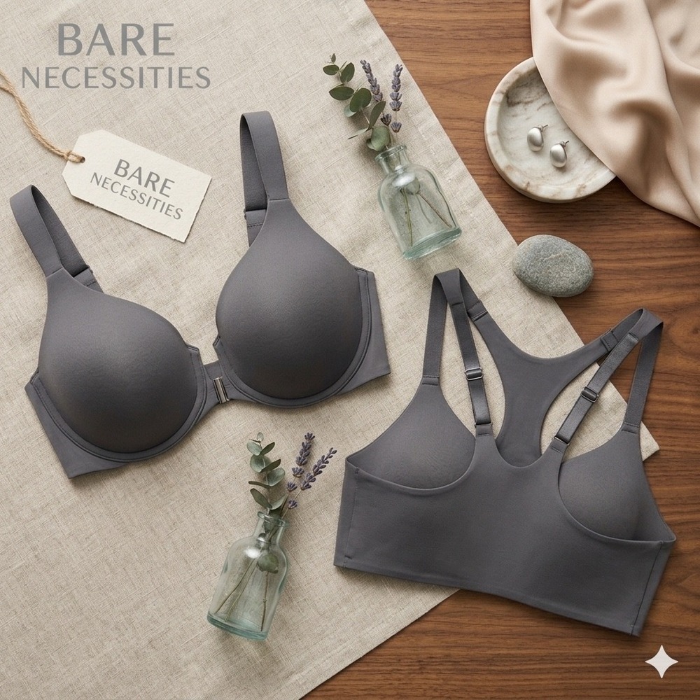 Bare Necessities Front Close Minimizer Underwire Bra Gray Racerback 34G B10494